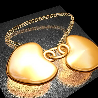 Dual Heart Pendant Necklace 3D model image 1 