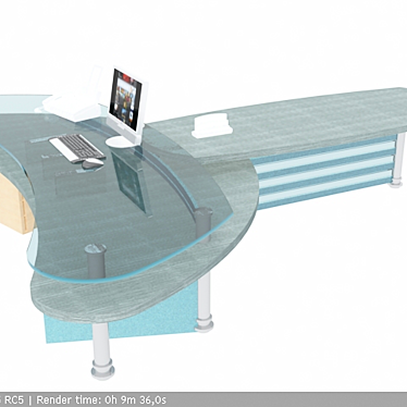 Modern Glass and Blue MDF Executive Table 3D model image 1 