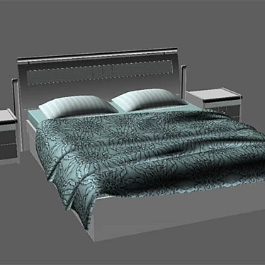 Customizable Bed and Tables 3D model image 1 