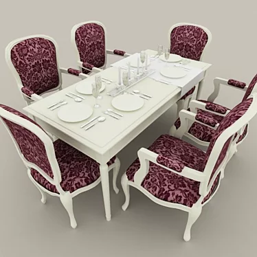 Classic Table and Chairs 3D model image 1 