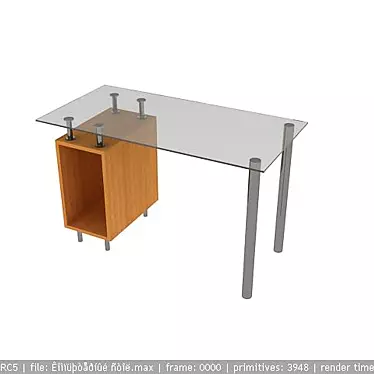 Sleek Chrome and Glass Computer Desk 3D model image 1 