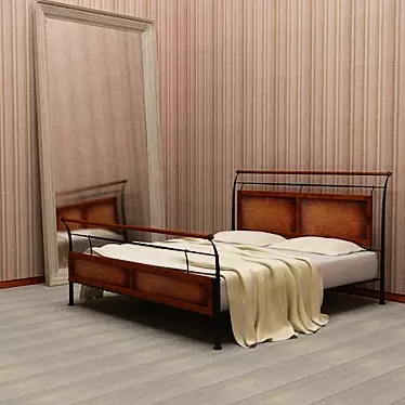 Parigi Bed: Malaysian Craftsmanship, Rubberwood, Rattan 3D model image 1 