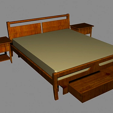 Venetto Metal Bed with Storage 3D model image 1 