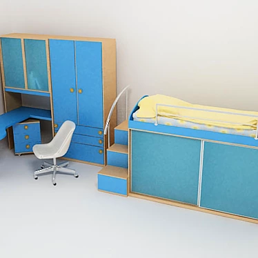 Kids Textured Furniture Set 3D model image 1 