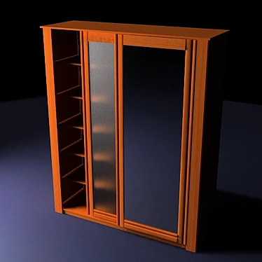 Cherry Wood Wardrobe with Mirror Door 3D model image 1 
