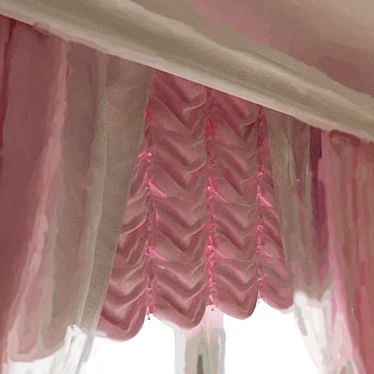 Elegant Austrian Curtains 3D model image 1 