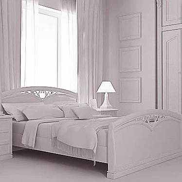 Elegant Bed Set 3D model image 1 