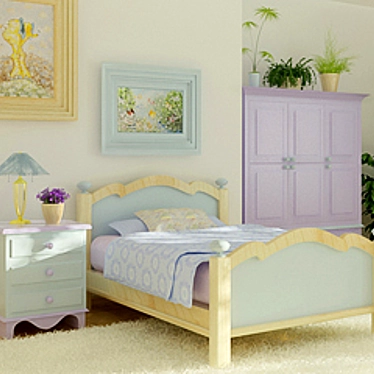 Kids Bedroom Furniture Set 3D model image 1 