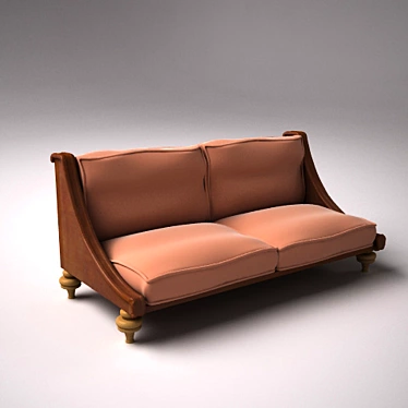 Eclectic Wood Cafe Sofa 3D model image 1 