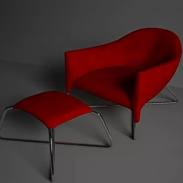 Luxury "Profi" Armchair with Puff 3D model image 1 