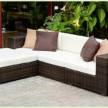 Stylish Wicker Sofa Set 3D model image 1 