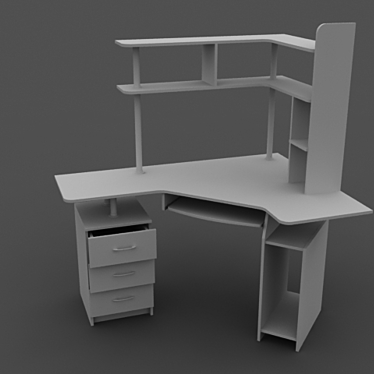 Modern Home Office Desk 3D model image 1 