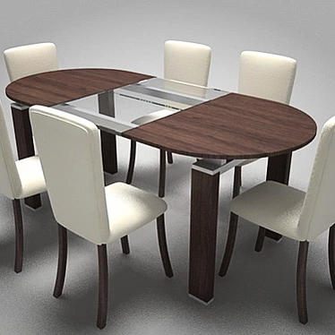 Modern Expandable Glass Table 3D model image 1 