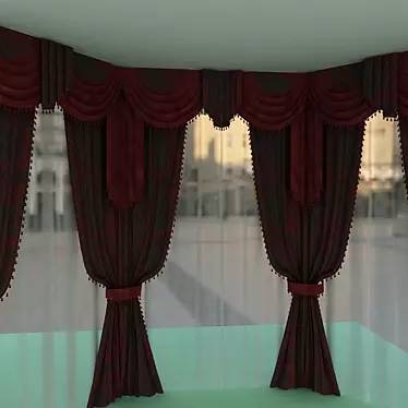 Title: Classic Texture Curtains for Bay Window 3D model image 1 