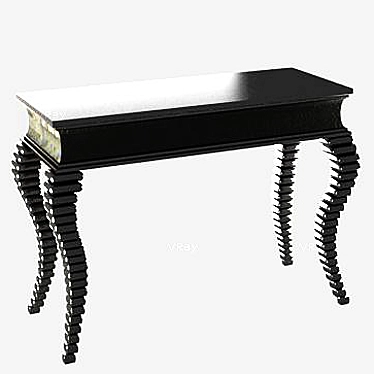 Modern Leather Inlay Entryway Table with Metal Legs 3D model image 1 