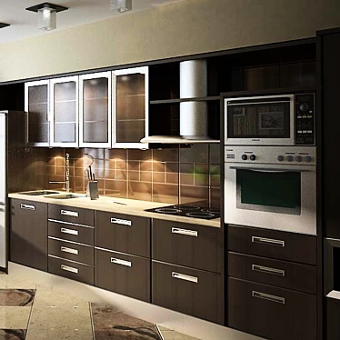 Ultra-Tech Dark Brown Kitchen 3D model image 1 