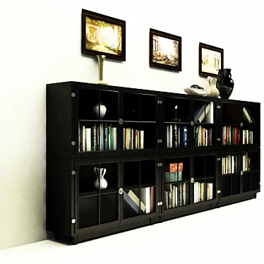 Modern Fusion Bookshelf with Accessories 3D model image 1 