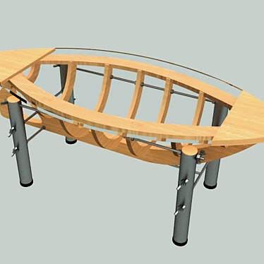 Nautical Coffee Table: Textured Boat 3D model image 1 