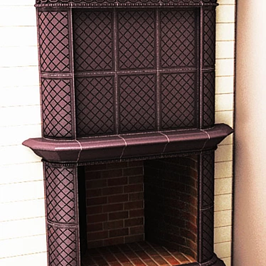 Long tiled fireplace