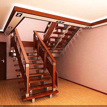 Dual-Level Home Ladder Set 3D model image 1 