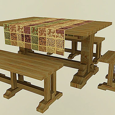 table, bench and stool in rustic style