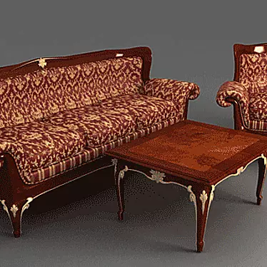 Vintage Classic Sofa Set 3D model image 1 