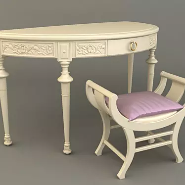 Classic White Table Set 3D model image 1 