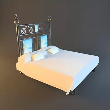 Elegant Forged Bed 3D model image 1 