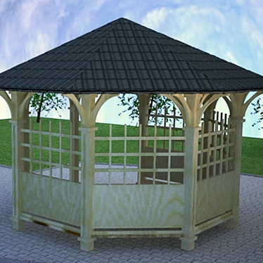 Round Garden Gazebo: Perfect Outdoor Retreat 3D model image 1 