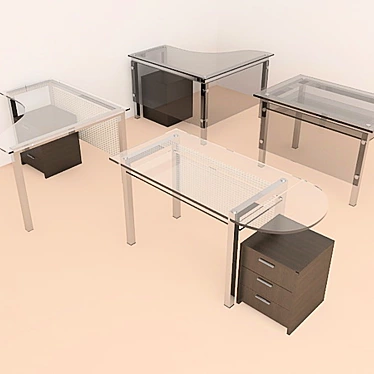 Sleek Glass Office Tables 3D model image 1 