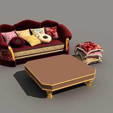 East-inspired Pillow Sofa Set 3D model image 1 