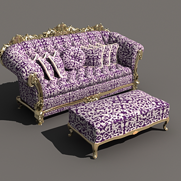 Elegant Comfort: Classic Sofa & Ottoman 3D model image 1 