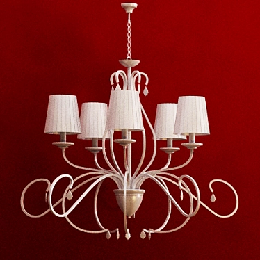 Elegant White Metal and Fabric Chandelier 3D model image 1 