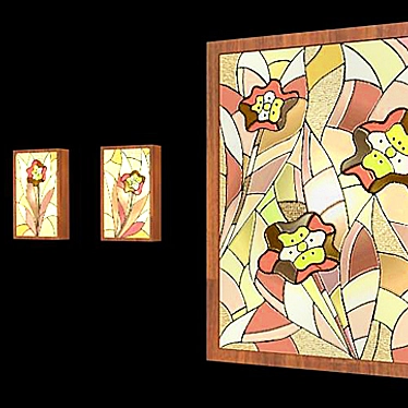 Elegant Stained Glass Panels 3D model image 1 