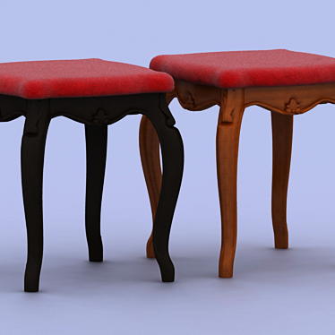 Elegant Carved Wood Stool 3D model image 1 