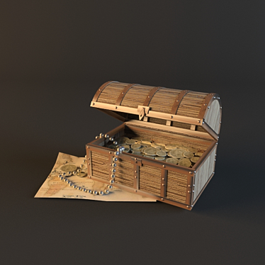 Forged Treasure Chest with Coins 3D model image 1 