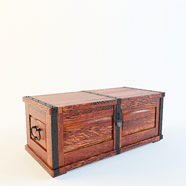 Vintage Oak Trunk 3D model image 1 