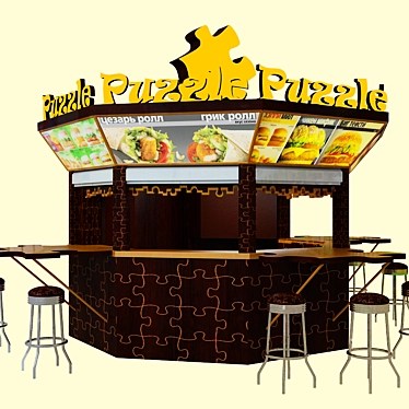 Puzzle Fast Food Stall 3D model image 1 