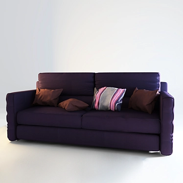 Plush Purple Sofa 3D model image 1 