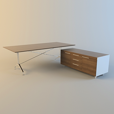 Modern Desk with Built-In Storage 3D model image 1 