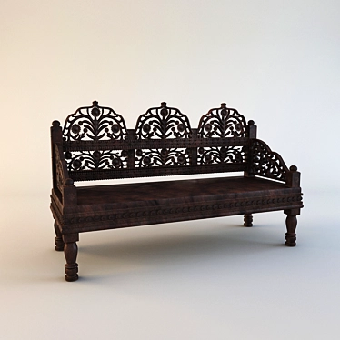 Indian Wooden Sofa 3D model image 1 