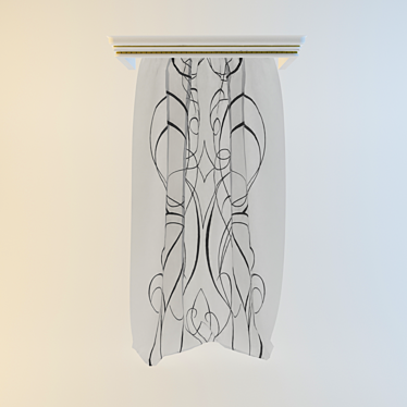 Classic Curtain with Cornice 3D model image 1 