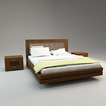 Luxury Walnut Bed - Lago di Garda 3D model image 1 