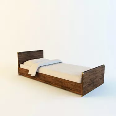 Indiana Bed: Dub Sutter Oak 3D model image 1 