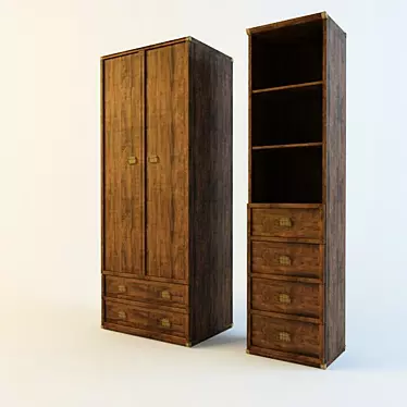 Indiana Collection: Two-Door Wardrobe and Bookshelf 3D model image 1 