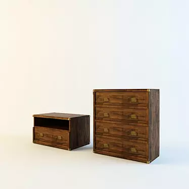 Indiana Oak Chests of Drawers 3D model image 1 