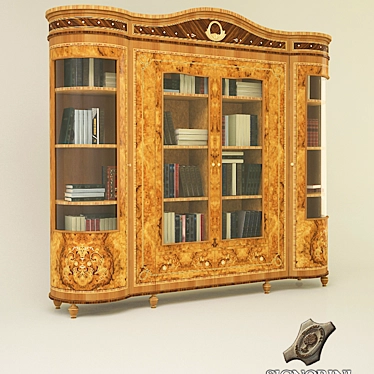 Elegant Glass Door Bookcase 3D model image 1 