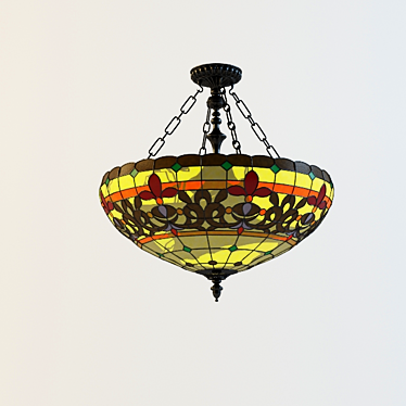 Elegant Tiffany Stained Glass Chandelier 3D model image 1 