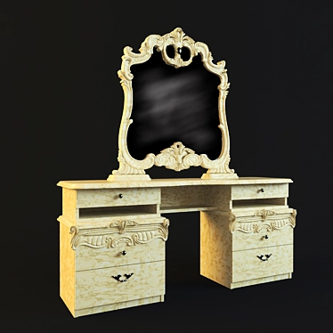 Elegant Vanity Table with Mirror 3D model image 1 