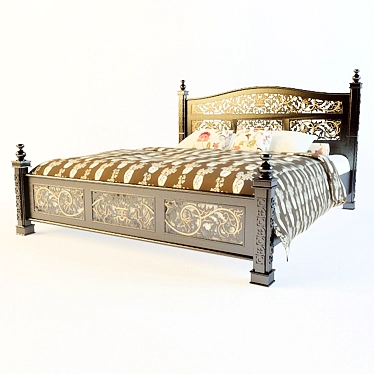 Elegant Bliss Bed 3D model image 1 